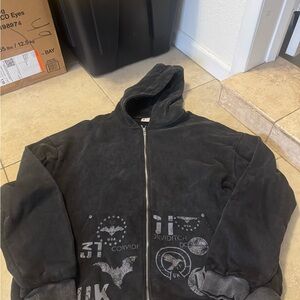 Ditch zip up Black Graphic jacket men